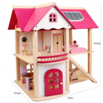 Pink House - Casuta de joaca cu mobilier din lemn inclus  cu doua nivele 